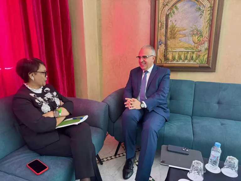 وزير الرى  يلتقي ”مبعوثة الأمم المتحدة للمياه” على هامش فعاليات ”الكونجرس العالمي التاسع عشر للمياه”