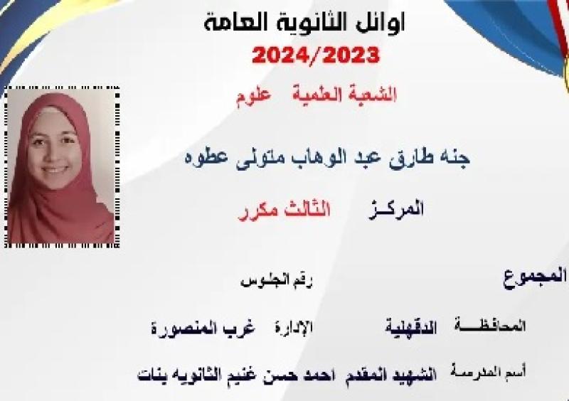 الثالثة مكرر علمي علوم: أنصح الطلاب بعدم التوتر والمذاكرة أولًا بأول.. وحلمي كلية الطب