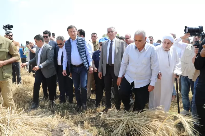 وزير الزراعة ومحافظ الشرقية يفتتحون موسم حصاد القمح