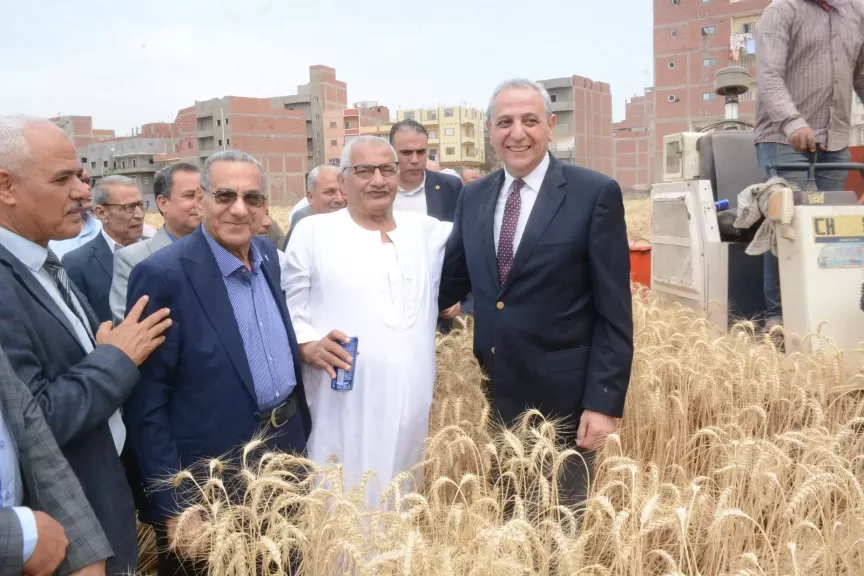 محافظ الغربية يشارك الفلاحين حصاد القمح