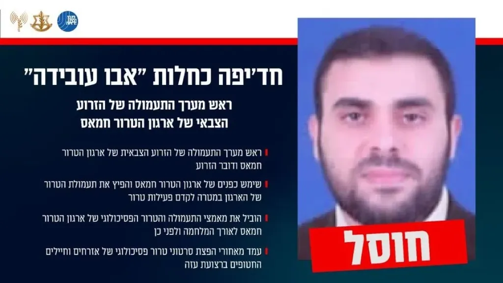صورة.. جيش الاحتلال يزعم: اغتيال حذيفة الكحلوت أبو عبيدة قائد منظومة الدعاية بجناح حماس العسكري