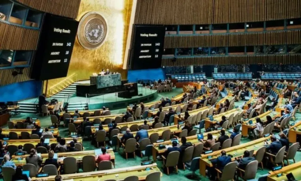 مصر ترحب باعتماد الجمعية العامة للأمم المتحدة قرارا يؤيد إعلان نيويورك بشأن تنفيذ حل الدولتين