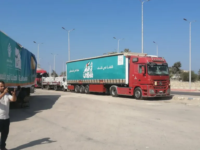 القاهرة الإخبارية: أطنان من المساعدات الغذائية تشق طريقها من مصر إلى غزة