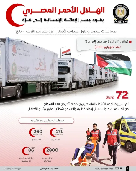 مجلس الوزراء: 665 ألف طن مساعدات لغزة منذ بدء الأزمة