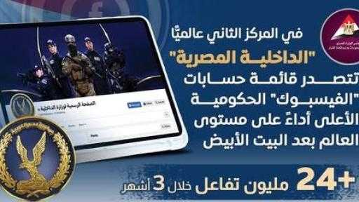 ‏صفحة الداخلية المصرية الأعلى أداءا عالميا بعد البيت الأبيض