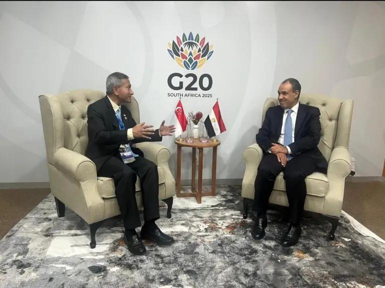 وزير الخارجية يلتقي نظيره السنغافوري علي هامش قمة العشرين