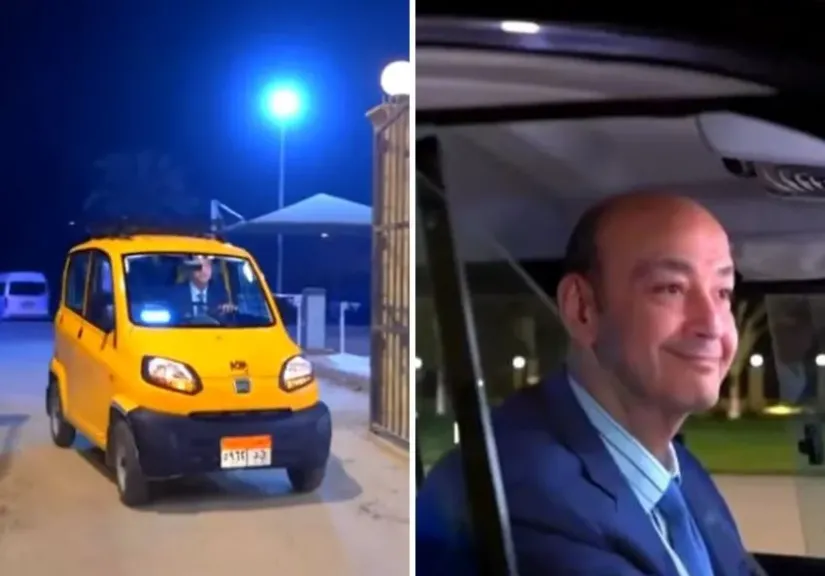 عمرو أديب يُجري أول تجربة للسيارة الجديدة بديل التوك توك: هتغير شكل الشارع المصري