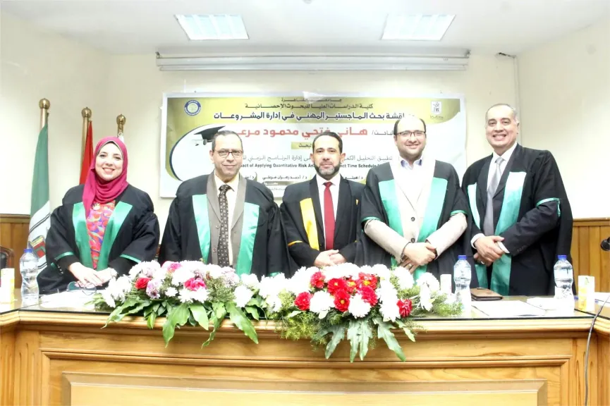 امعة القاهرة هاني فتحي  الماجستير عن أثر التحليل الكمي علي الجدول الزمني للمشروع بالتطبيق علي قطاع الإنشاءات بالسعودية.