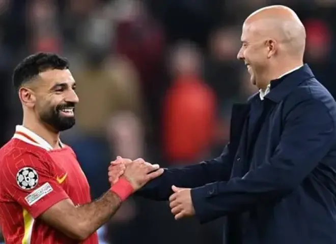 سلوت: سعيد بتهديف محمد صلاح واستمراريته فى التألق مع ليفربول