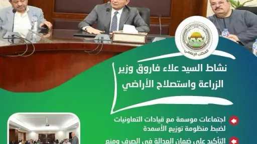 الزراعة: تستعرض جهودها في دعم المزارعين وتحقيق الأمن الغذائي خلال الاسبوع الثالث من يونيو الجاري