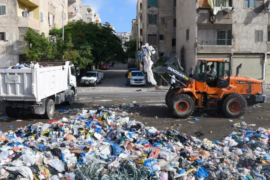 رفع 121 طن مخلفات بالإسكندرية خلال حملة موسعة بمنطقة أرض الجنينة