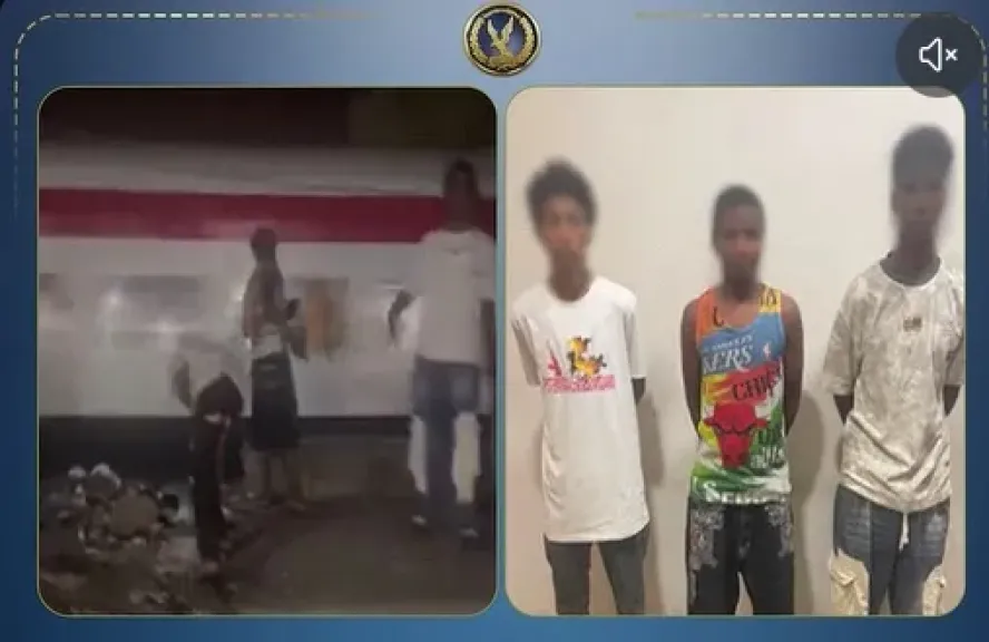 الداخلية تضبط المتهمين في واقعة إلقاء الحجارة على قطار بأسوان «فيديو»