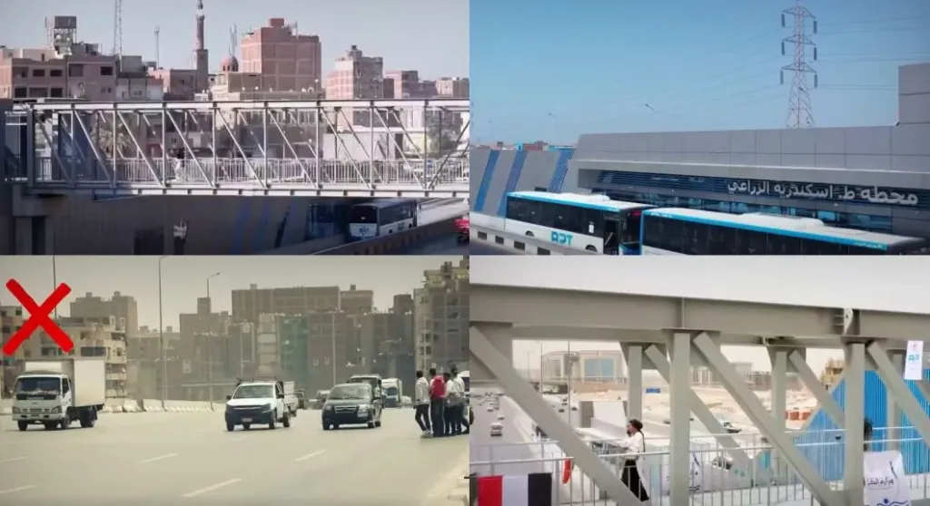 النقل: الكباري والأنفاق المخصصة للمشاة هي الطريق الآمن للوصول إلى محطات الأتوبيس الترددي