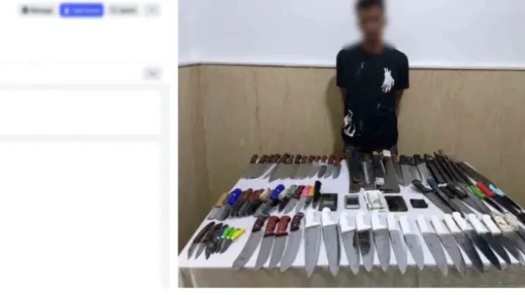 ضبط عامل يدير صفحة لبيع الأسلحة البيضاء.. والتحفظ على 87 قطعة وسلاح ومخدرات