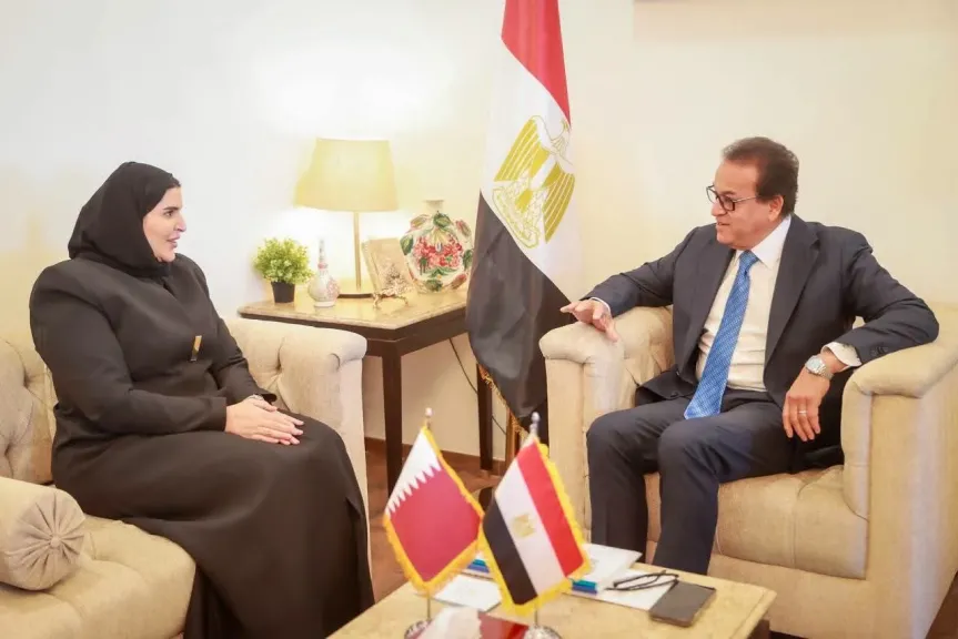 وزير الصحة يستقبل وزيرة التعاون الدولي بدولة قطر لبحث سبل دعم الأشقاء الفلسطينيين وتعزيز التعاون الصحي المشترك