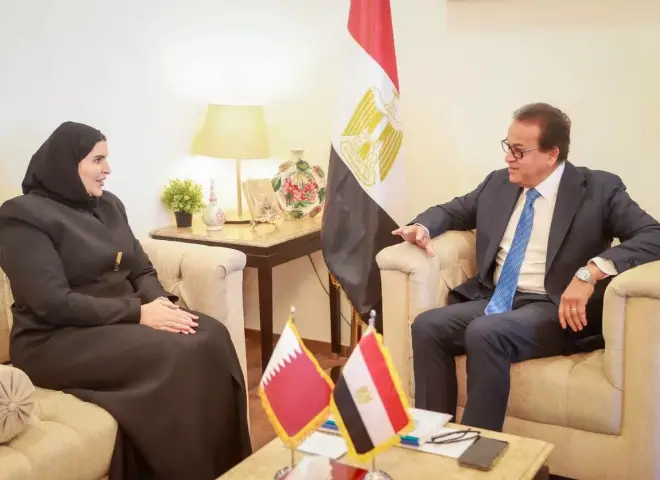 وزير الصحة يستقبل وزيرة التعاون الدولي بدولة قطر لبحث سبل دعم الأشقاء الفلسطينيين وتعزيز التعاون الصحي المشترك