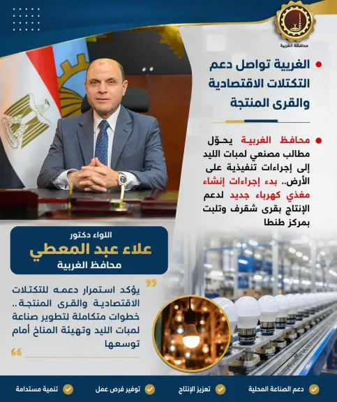 محافظ الغربية يحوّل مطالب مصنعي لمبات الليد إلى إجراءات تنفيذية على الأرض